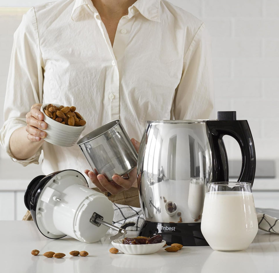 Open Box Tribest SB-130 Soyabella, Automatic Soy Milk and Nut Milk Maker Machine, Stainless Steel Large, Silver