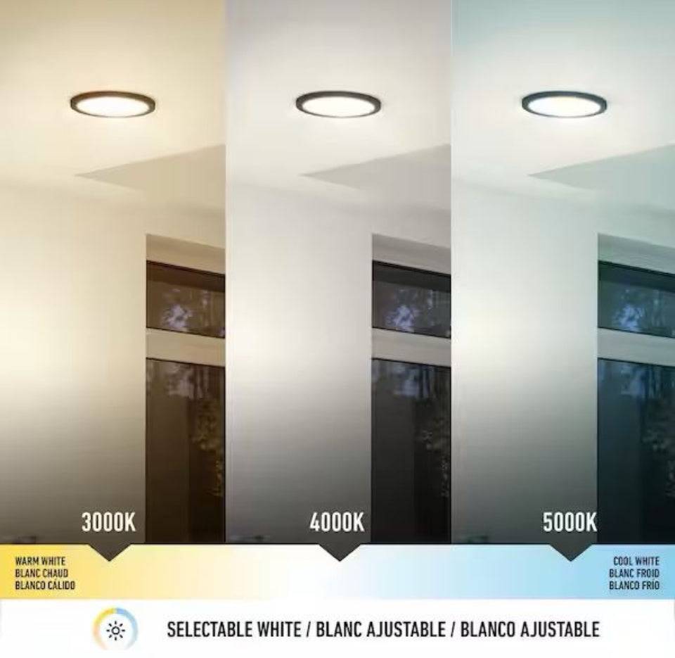 Open Box Artika Europa Disk 9 in. 1-Light Black Modern Integrated LED 3 CCT Flush Mount Ceiling Light Fixture for Kitchen or Bedroom