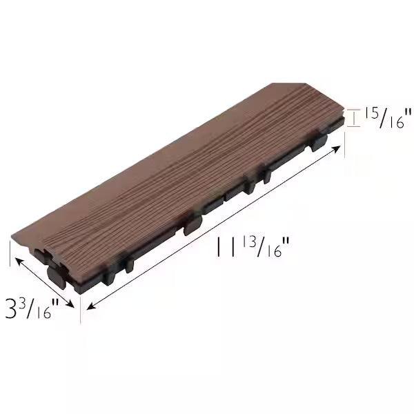 Open Box Design House Straight Edge Trim 3 in. x 12 in. Wood-Plastic Composite Deck Tile in Russet Canyon( 4-Pack