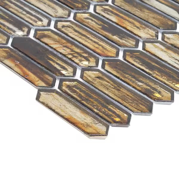 New Sealed Ivy Hill Tile Fargin Golden Crust Elongated Hexagon 12 in. x 10 in. x 7mm Polished Glass Mosaic Tile (0.82 sq. ft.)