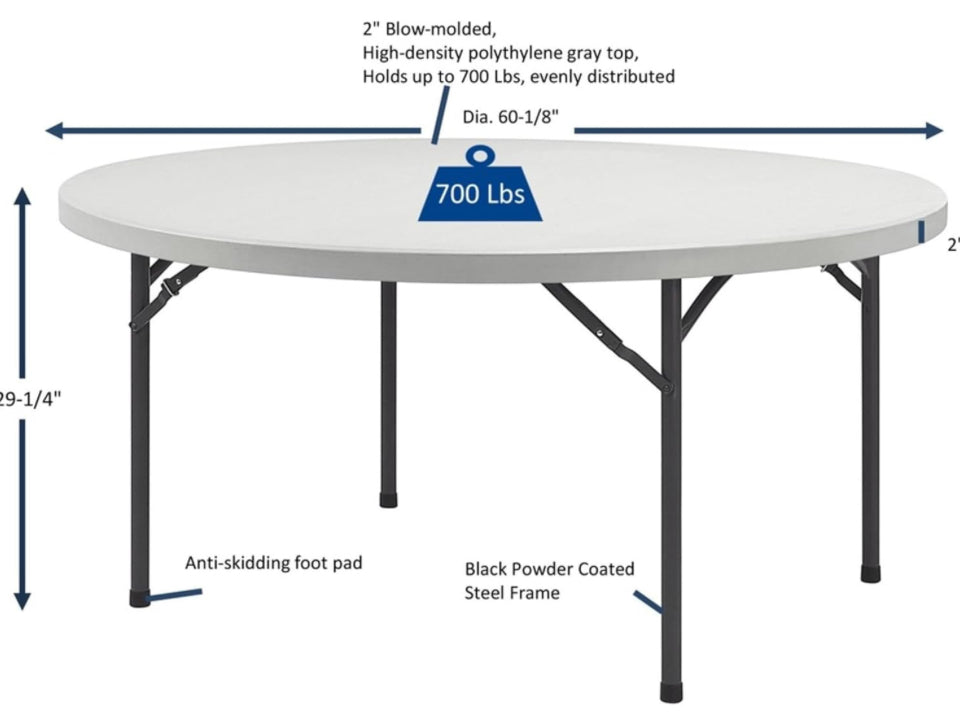 Open Box Lorell Banquet Table, 60 by 60 by 29-1/2-Inch, Platinum