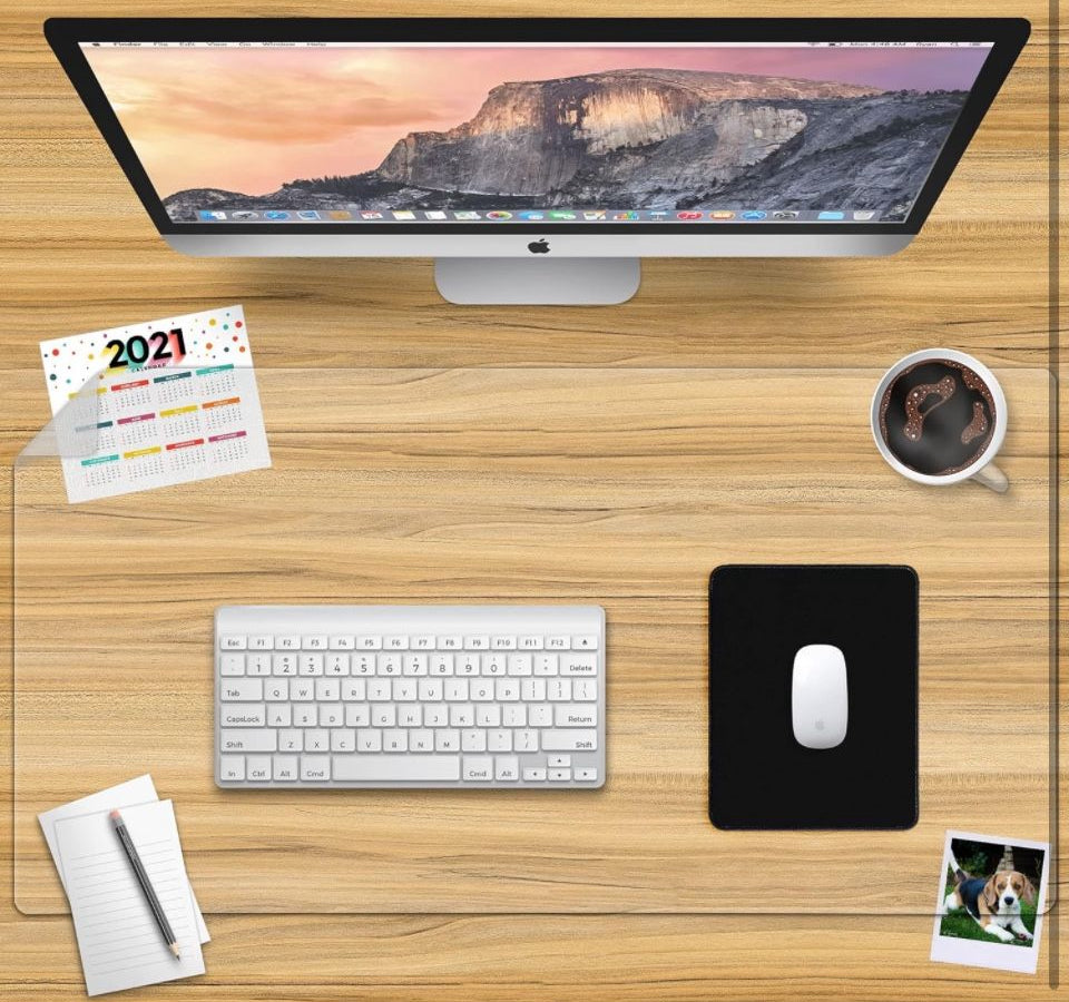 Awnour Clear Desk Mat Multi-functional Desk Pad, 36 x 20 inches - Durable Desk Protector with Anti-slip Base, Transparent view, Spill-resistant Design
