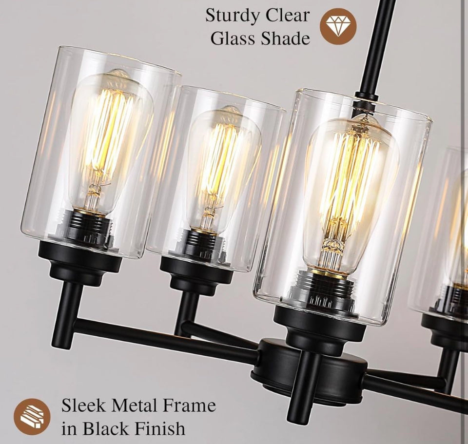 JAZAVA 5-Lights Modern Chandeliers, Pendant Lighting Hanging Adjustable Island,Semi Flush Ceiling Lights for Dinging Room Living Room Kitchen Bedroom,