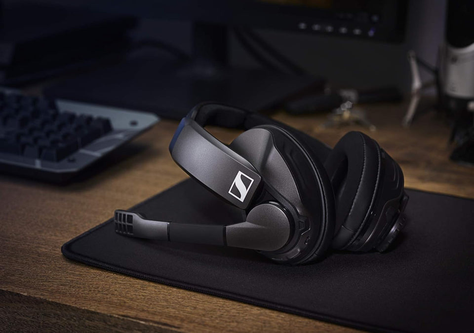 Open Box Sennheiser GSP 370 Over-Ear Wireless Gaming Headset, Low-Latency Bluetooth, Noise-Cancelling Mic, Flip-to-Mute, Audio Presets - PC, Mac, Wind