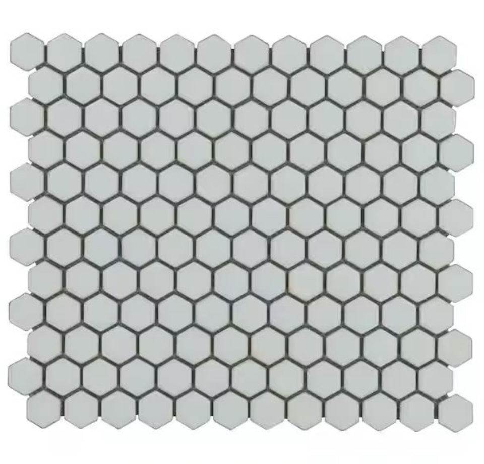Open Box Bliss Edged Hexagon Sage 10.03 in. x 11.61 in. Tt Porcelain Floor and Wall Mosaic Tile (0.80 Sq. Ft./Each)