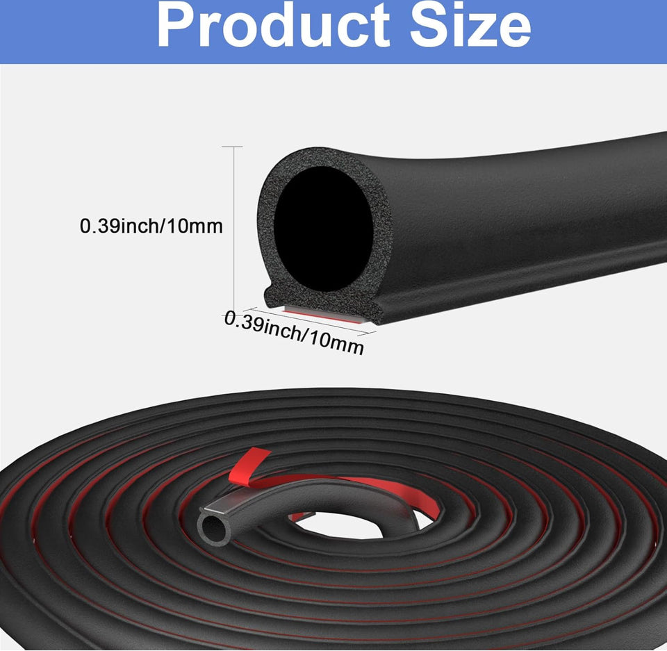 Hzetuu Automotive Weather Stripping Door Seal, 40 Ft Self Adhesive D Shaped Rubber Car Door Weather Stripping, Universal Thick Car Door Seal Strip for Door Frame for Auto Truck Rv Off Road Big Gap