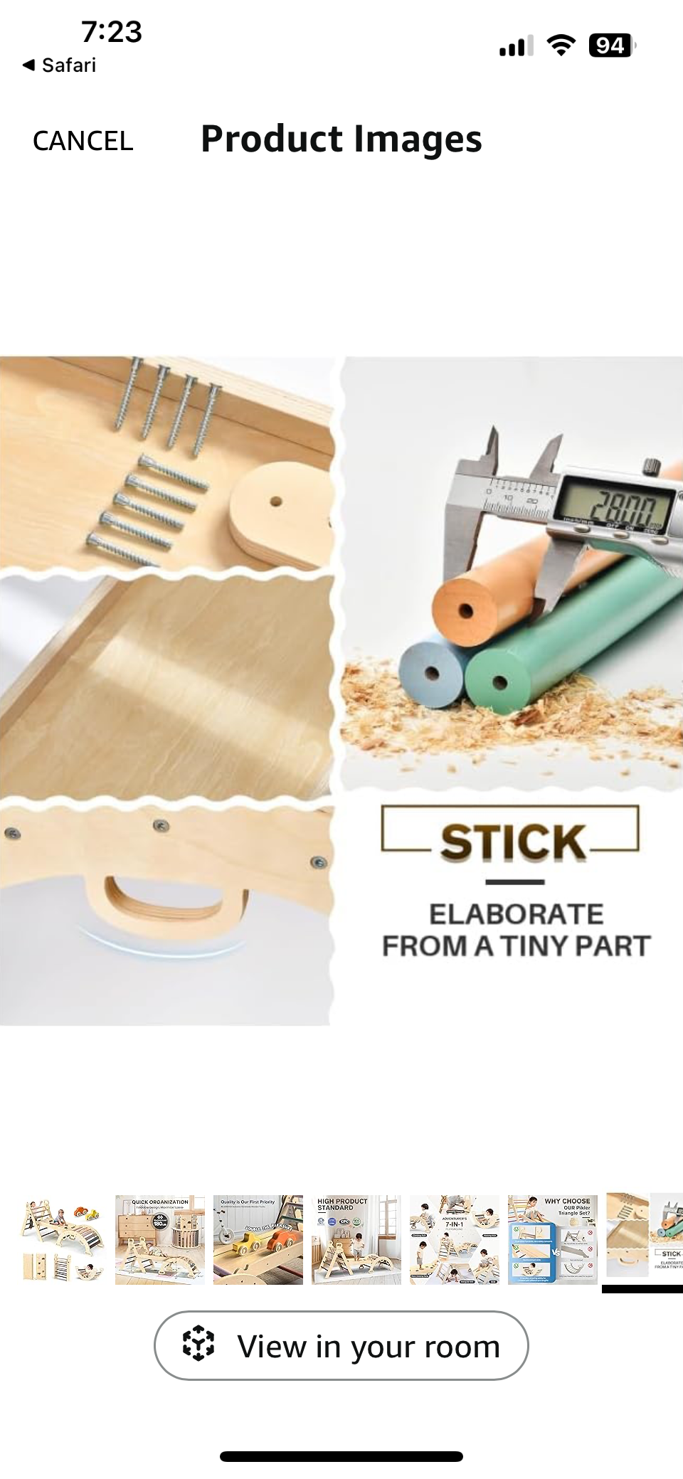 Open Box BlueWood Pikler Triangle Set 7in1 Foldable Baby Climbing Wooden Toys with Arch&Ramp&Ladder Climber Indoor Jungle Gyms for Toddlers - Mauve Pi