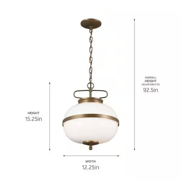 Open Box KICHLER Opal 2-Light Character Bronze Vintage Globe Kitchen Pendant Hanging Light with Opal Glass
