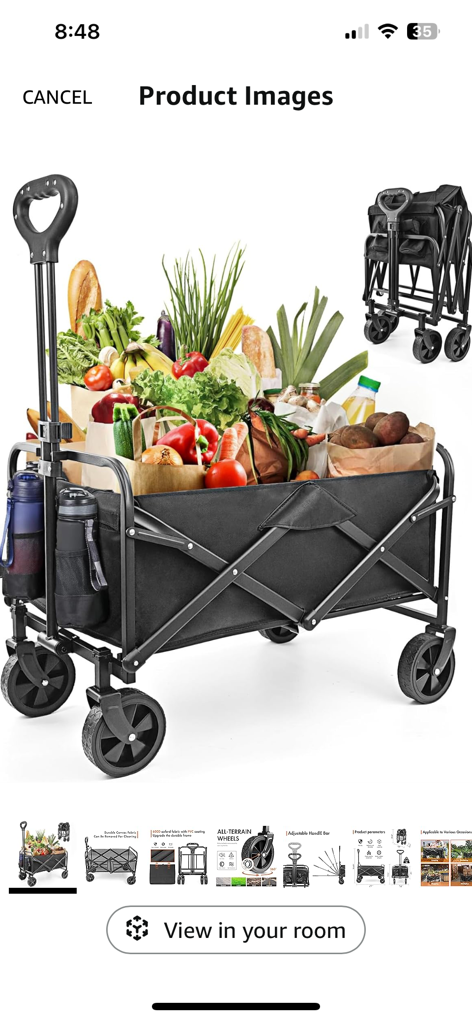 Open Box NEOTEC Collapsible-Folding-Wagon - Wagon Cart Heavy Duty Foldable Outdoor Utility with Silent Universal Wheels, Adjustable Handle for Camping