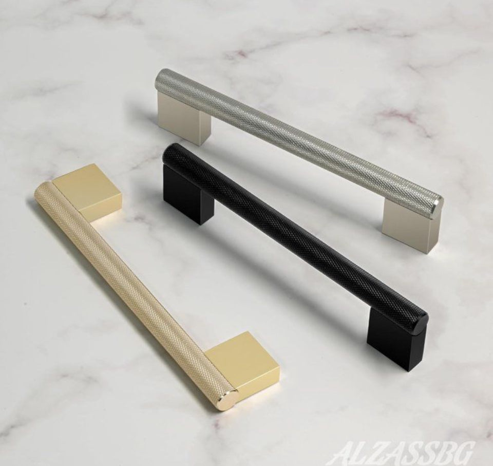Open Box Alzassbg 10 Pack Matt Black Cabinet Pulls, 5 Inch(128mm) Hole Centers Kitchen Hardware Knurled Cabinet Handles for Cabinets and Drawers