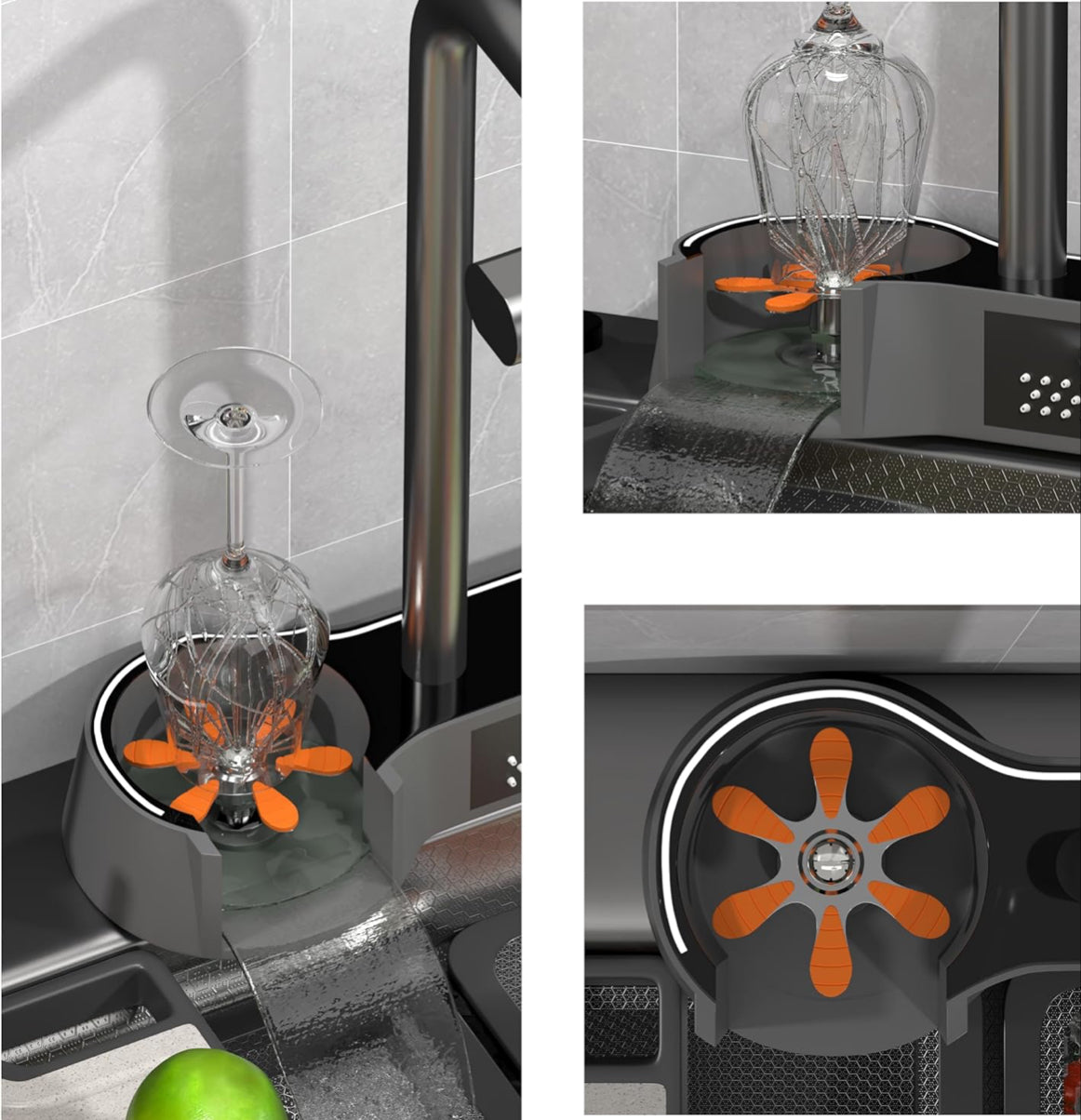 Modern Kitchen Sink Honeycomb Embossed Large Single Bowl Sink,With Digital Pullout Faucet,Cup Wash,Purifying Faucet,Soap Dispenser,Multi-Function Sink (29.5 x 18.1 inch)