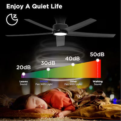 Open Box ocioc WFIVE 52-in Integrated LED Flush Mount Matte Black with Matte Black