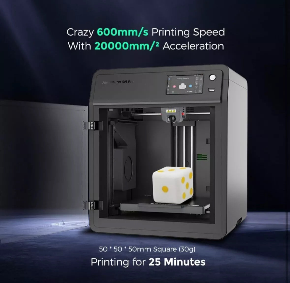 FLASHFORGE Adventurer 5M Pro 3D Pinter, 600mm/s High-Speed with 1 Click Fully Auto Printing Systerm, Quick Detachable 280°C Direct