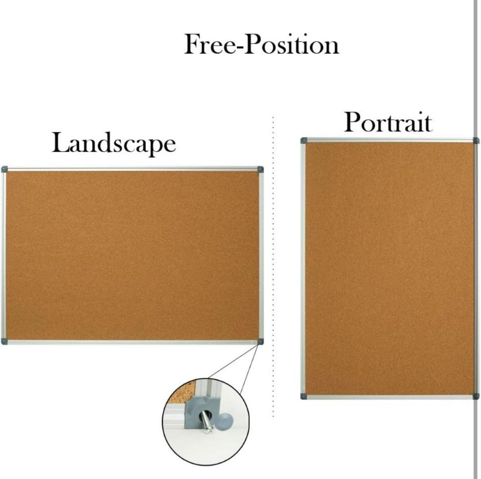 Lockways Cork Board Bulletin Board, Double Sided Corkboard 36" x 24", Wall-Mounted Aluminum Framed Message Presentation Notice Board 3 x 2