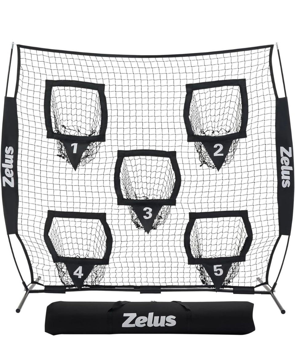 Open box ZELUS Football Throwing Net, Quarterback Training Equipment with 5 Target Pockets, Football Practice Throwing Passing Accuracy Trainer with C