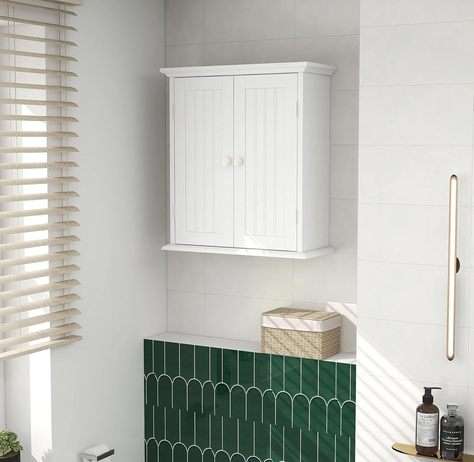 Open Box ChooChoo Bathroom Wall Cabinet, Over The Toilet Space Saver Storage Cabinet, Medicine Cabinet with 2 Door and Adjustable Shelves, Cupboard