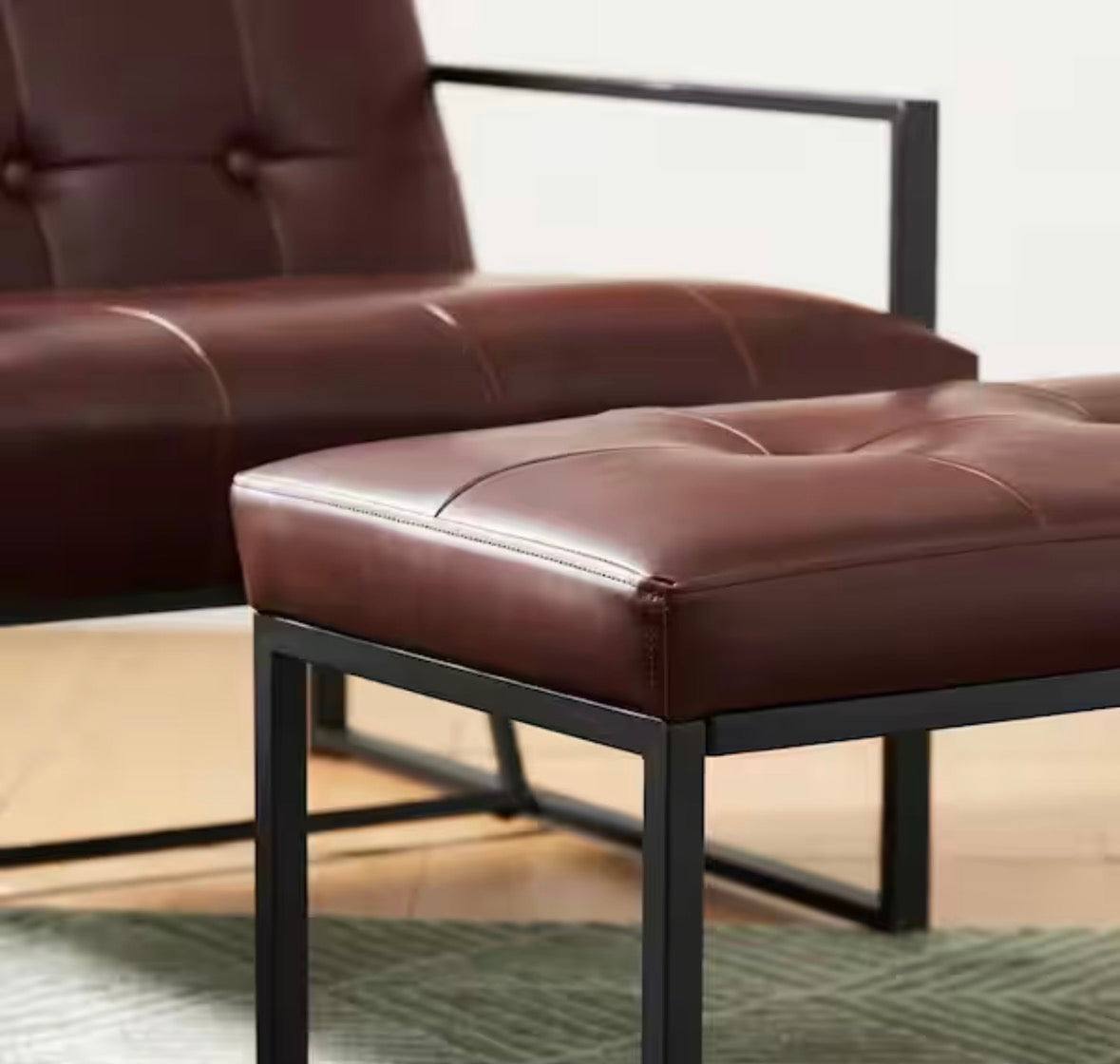 Glitzhome Modern Coffee Thick Leatherette Accent Stool