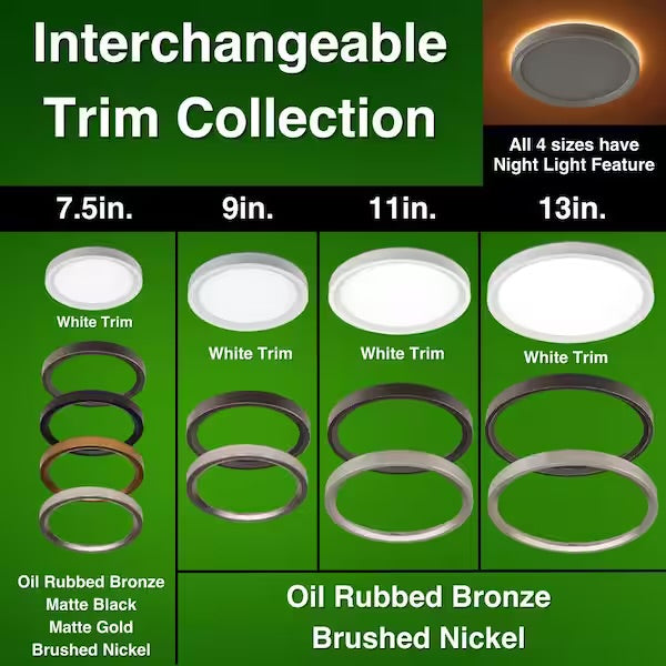 Open box Commercial Electric 7.5 in. Round White Oil Rubbed Bronze Trims LED Flush