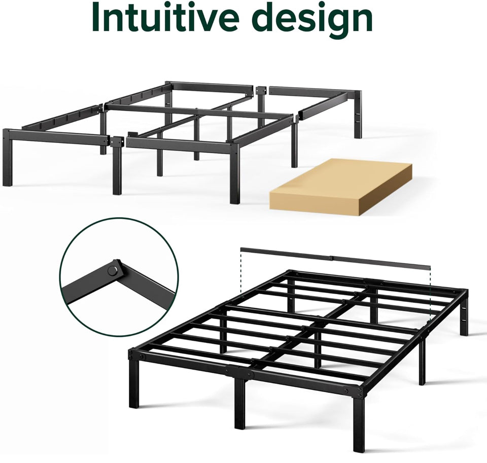 Open Box ZINUS 14 Inch Elias Metal Platform Bed Frame, Steel Support, No Box Spring Needed, Easy Assembly, Queen