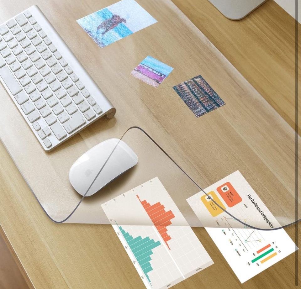 Awnour Clear Desk Mat Multi-functional Desk Pad, 36 x 20 inches - Durable Desk Protector with Anti-slip Base, Transparent view, Spill-resistant Design