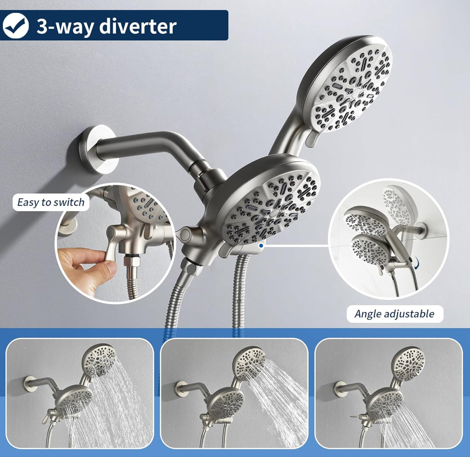 Open Box Defeini 3 Handle Shower Faucet Set with Tub Spout Bathtub Shower Faucets Combo Set Shower System Complete Tub and Shower Trim Kit Brushed Nic