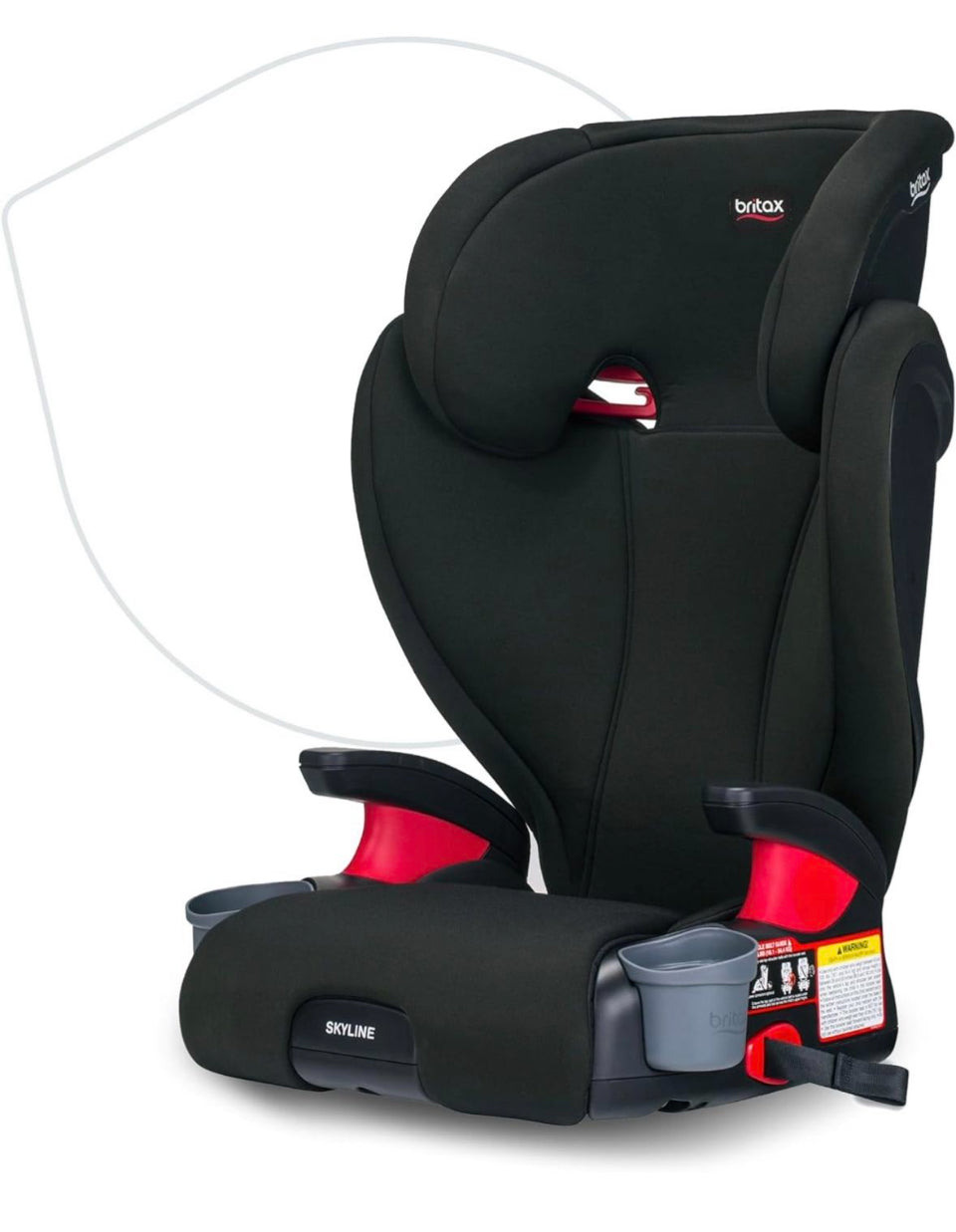 Britax Skyline 2-Stage Belt-Positioning Booster Car Seat in dusk color with highback and backless options, cup holders, and adjustable headrest for kids 40-120 lbs.