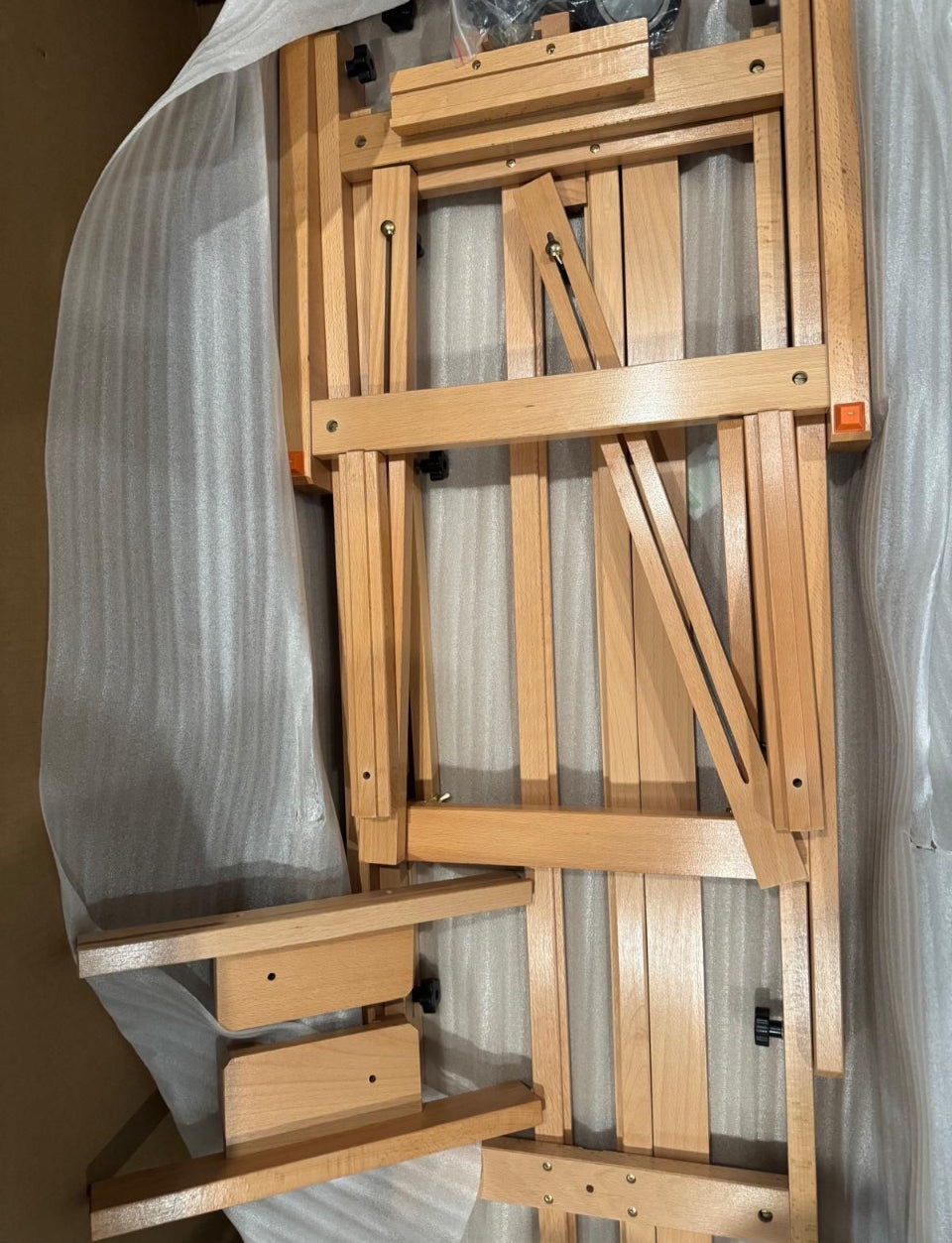 Open Box U.S. Art Supply Mastel Multi-Function Studio Artist Wooden Floor Easel - Large Adjustable H-Frame, Tilts Flat, Mast Adjusts to 97" High - Stu