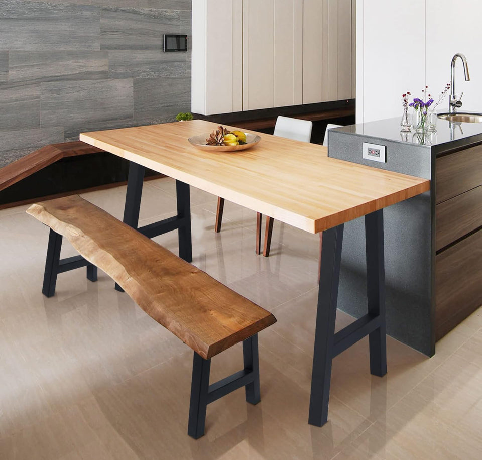 Open Box TC-HOMENY Bench Table Legs 16" Set of 2 Black Coffee Metal Legs Dining Iron Furniture Legs (16 INCH)