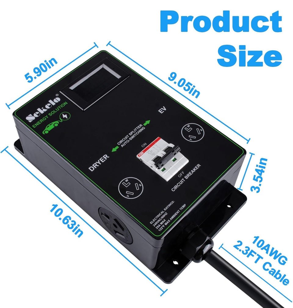 Open Box Sekelo Smart EV Charging Integration: Sekelo Automatic Power Switch for Dryer & EV, NEMA 10-30, Fast Charging, Realtime Display