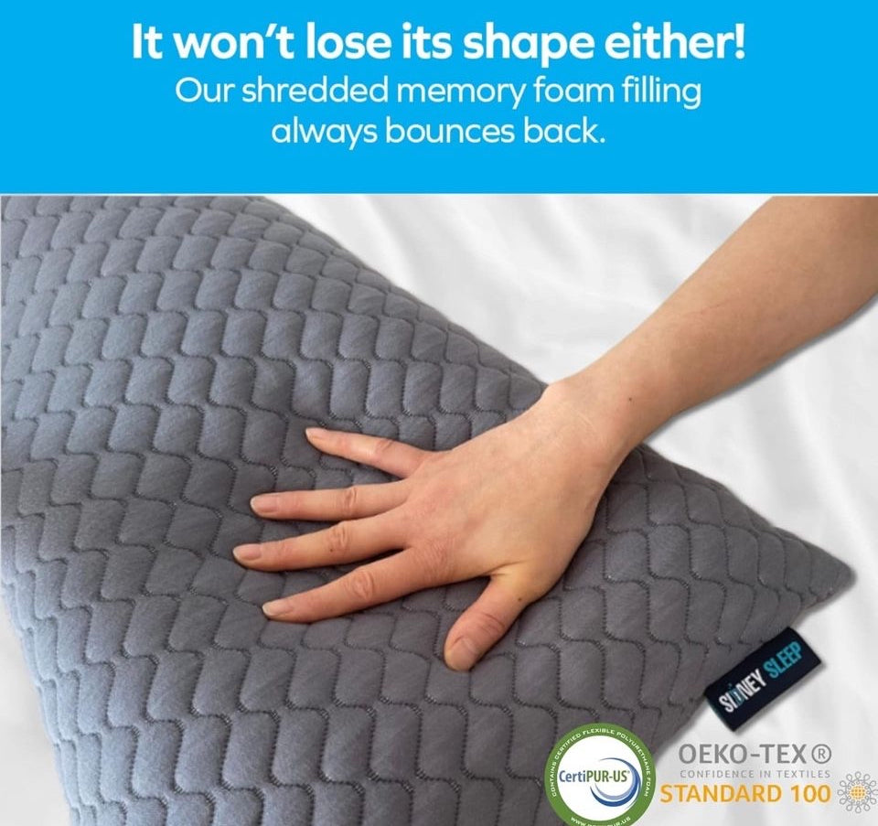 Open Box Sidney Sleep Bed Pillow for Side and Back Sleepers - Adjustable Filling - Memory Foam Pillow for Neck and Shoulder Pain - Customizable Loft