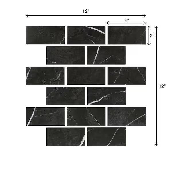 Open Box Daltile Restore Black Marble 12 in. x 12 in. Glazed Ceramic Brick Joint Mosaic Tile (9.96 sq. ft./Case)