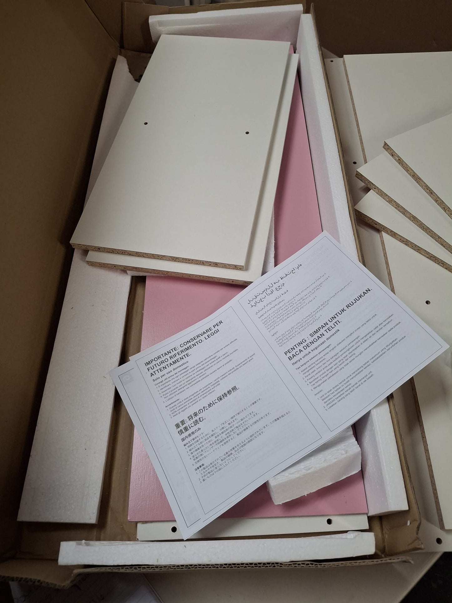 Open Box Furinno Luder Bookcase / Book / Storage , 5-Cube, White and pink
