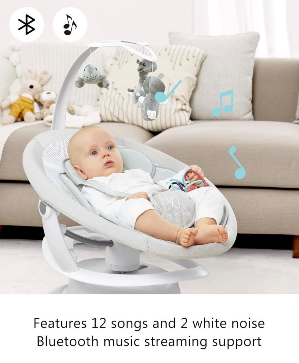 Used Angelbliss 3 in 1 Baby Swing with Motion Detection, Portable Baby Swings for Infants with Removable Rocker & Stationary Seat, Bluetooth Enabled w