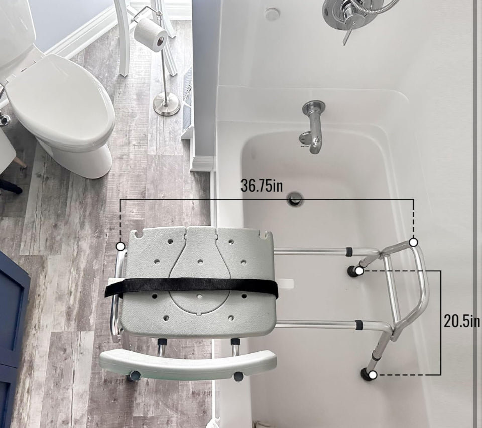 DMI Tub Transfer Bench and Shower Chair with Non Slip Aluminum Body, FSA Eligible, Adjustable Seat Height and Cut Out Access, Holds Weight up to 400 L - Selzalot