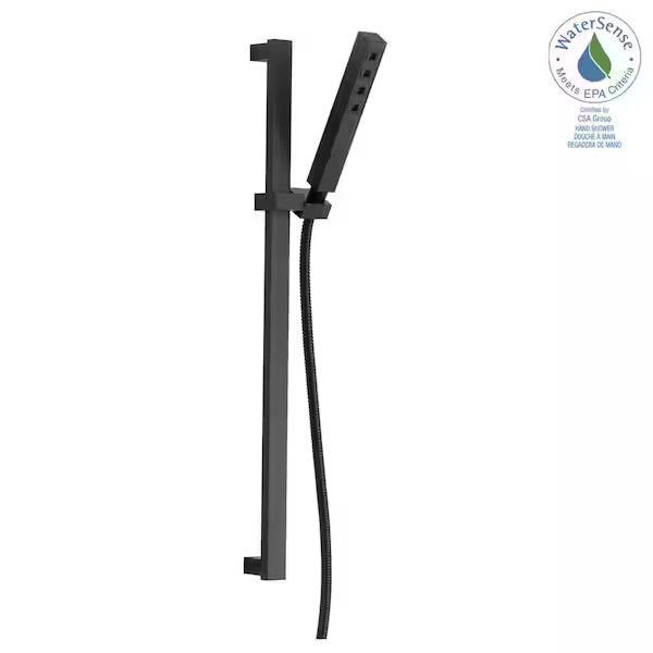 Open Box Delta 1-Spray Patterns 1.75 GPM 1.38 in. Wall Mount Handheld Shower Head with H2Okinetic in Matte Black