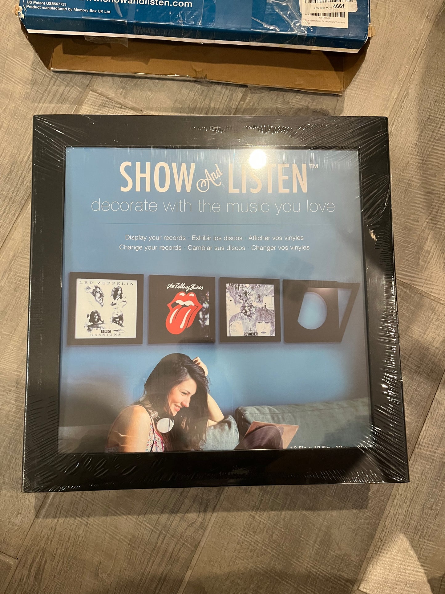 Open Box Show and Listen Album Cover Display Frame, Flip Frame Displays Vinyl Records (Four Pack, Black)