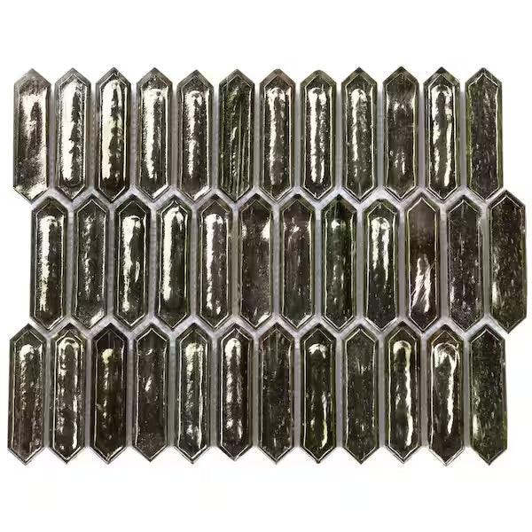 Sealed New Ivy Hill Tile Fargin Platinum Moss Elongated Hexagon 12 in. x 10 in. x 7mm Polished Glass Mosaic Tile (0.82 sq. ft.)