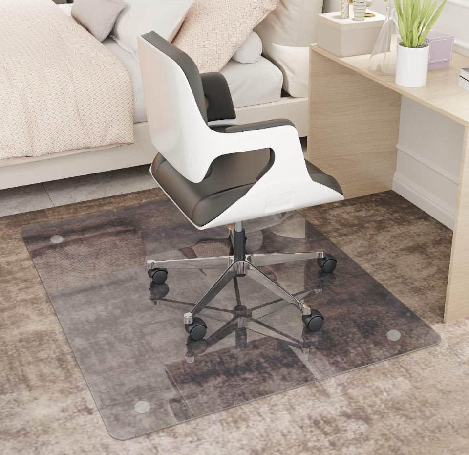 Easly 36" x 46" Chair Mat for Carpet - Office Chair Mat - Tempered Glass Floor Mat for Home/Office/Carpet Clear Computer Floor Mat - with 4 Anti-Slip - Selzalot