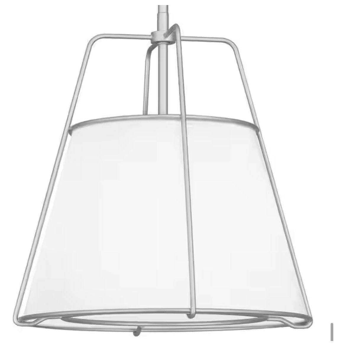 Havenport 2-Light Silver Pendant with White Fabric Shade - Selzalot