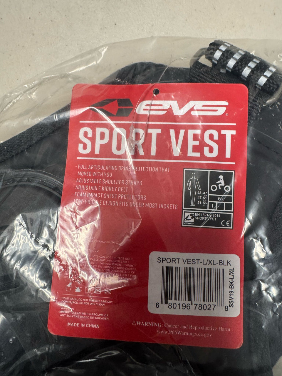 Open box EVS Sports Sport Vest large/extra large