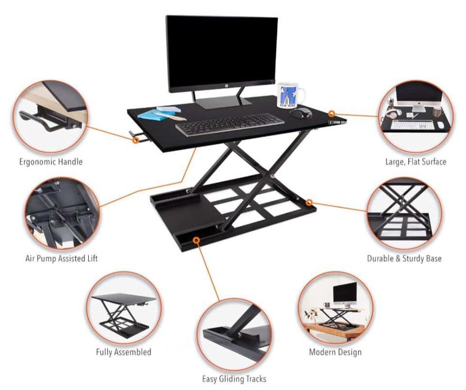 Stand Steady X-Elite Pro Standing Desk Converter | Instantly Convert Any Desk into a Stand Up Desk | Easy Lift Height Adjustable Standing Desk | No As - Selzalot