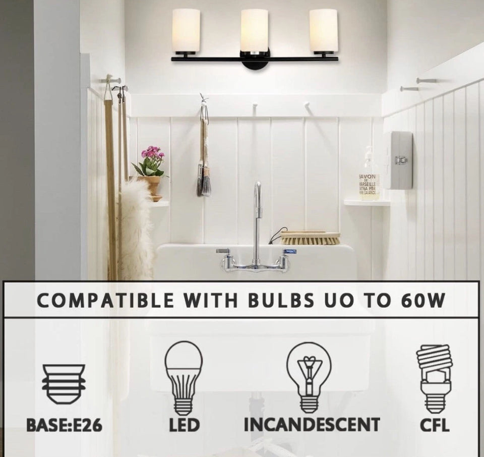 PUUPA 3 Light Bathroom Vanity Light, Modern Interior Black Farmhouse Industrial