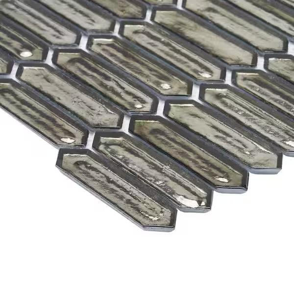 Sealed New Ivy Hill Tile Fargin Platinum Moss Elongated Hexagon 12 in. x 10 in. x 7mm Polished Glass Mosaic Tile (0.82 sq. ft.)
