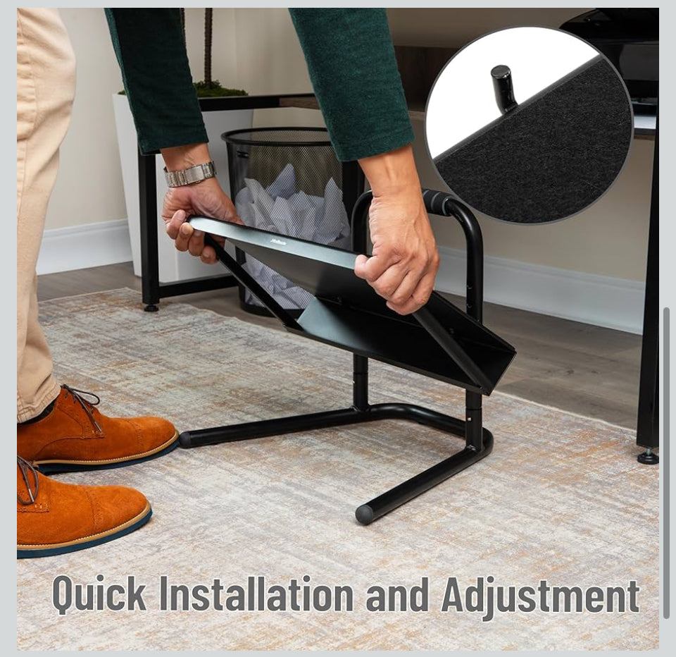 Open Box Mind Reader Foot Rest, Foot Stool, Under Desk at Work, Ergonomic, Adjustable, Office, Metal, 15"L x 14.25"W x 14.5"H, Black