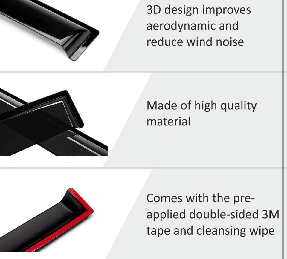 Open Box Voron Glass Tape-on Extra Durable Rain Guards for Ford Bronco Sport 2021-2024, Window Deflectors, Vent Window Visors, 4 Pieces - 100491