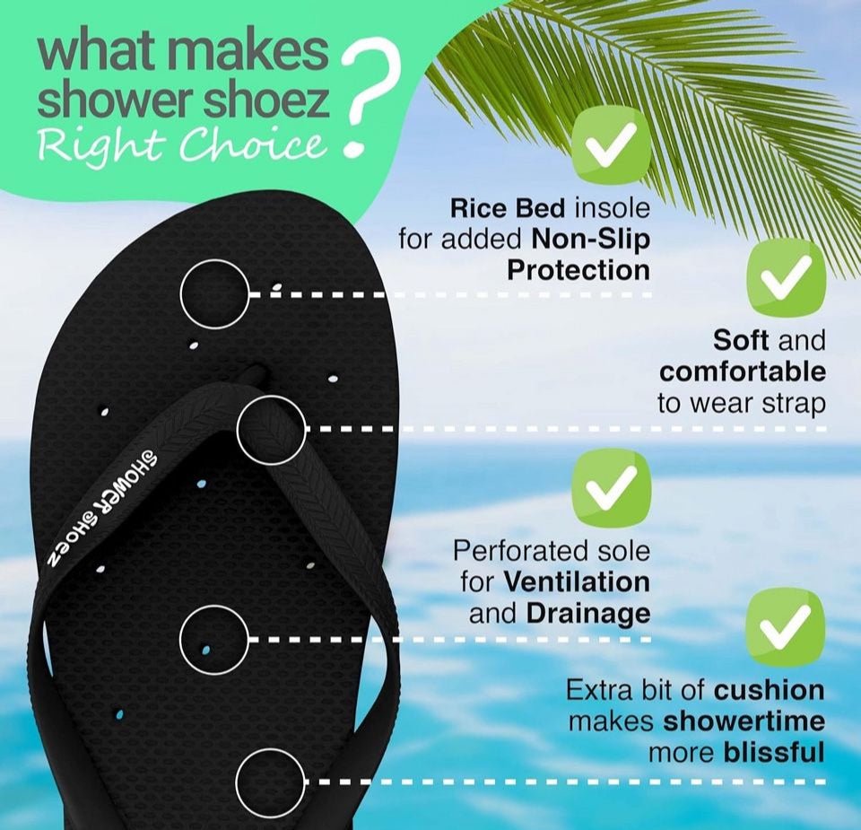 Brand New Shower Shoez Men's Non-Slip Gym Pool Dorm Water Sandals Flip Flops Large