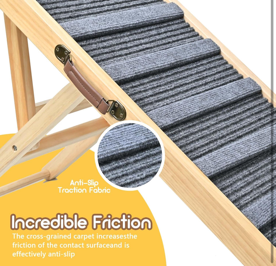 Open Box Sernuo Dog Ramp for Bed Large Dog, Wooden Dog Ramp, Portable Pet Ramp with Anti-Slip Traction Mat, Adjustable Heights from 13.8" to 27.6", Ad