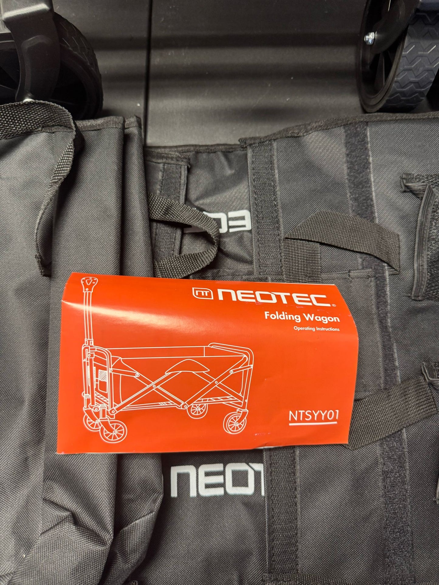 Open Box NEOTEC Collapsible-Folding-Wagon - Wagon Cart Heavy Duty Foldable Outdoor Utility with Silent Universal Wheels, Adjustable Handle for Camping