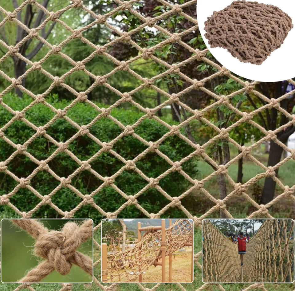 Cingfanlu Safety Hemp Rope Net for kids, tree house, balcony, stairs, garden, and playground use.