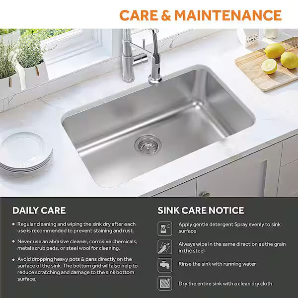 Open Box Glacier Bay Builder 30 in. Undermount Single Bowl 18 Gauge Stainless Steel Kitchen Sink with Strainer